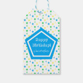 Kleurrijke sterren jongens 4e verjaardag cadeaulabel (Voorkant)