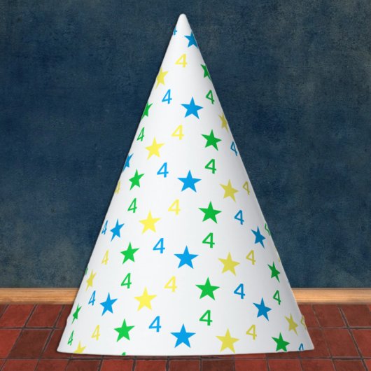 Kleurrijke sterren jongens 4e verjaardag feesthoedjes