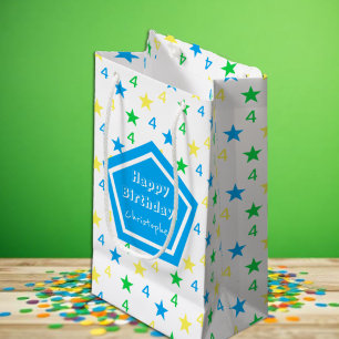 Kleurrijke sterren jongens 4e verjaardag klein cadeauzakje