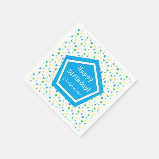 Kleurrijke sterren jongens 4e verjaardag servet (Hoek)