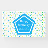 Kleurrijke sterren jongens 4e verjaardag spandoek (Horizontaal)