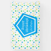 Kleurrijke sterren jongens 4e verjaardag spandoek (Verticaal)