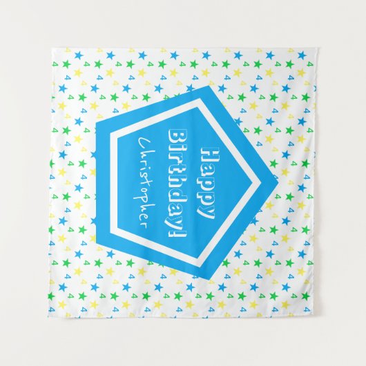 Kleurrijke sterren jongens 4e verjaardag wandkleed (Voorkant (horizontaal))