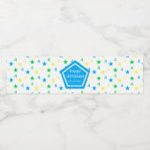 Kleurrijke sterren jongens 4e verjaardag waterfles etiket (Enkel label)