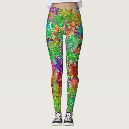 kleurrijke sterren leggings (Voorkant)