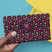 Kleurrijke sterren op donker Paarse patroon Tissuepapier