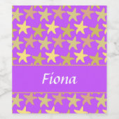 Kleurrijke sterren op paars wijn etiket (Enkel label)