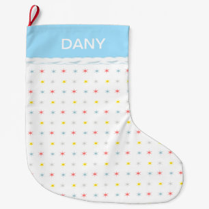 Kleurrijke sterren op witte grote kerstsok