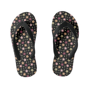 Kleurrijke sterren op zwart kinder teenslippers