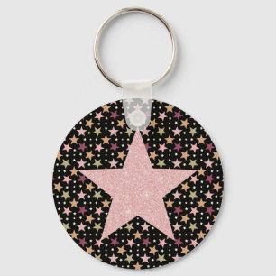 Kleurrijke sterren op zwart sleutelhanger