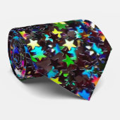 Kleurrijke sterren op zwart stropdas (Opgerold)