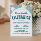 Kleurrijke Sterren Patroon Dubbele Verjaardagsfees Kaart