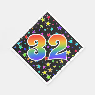 Kleurrijke sterren + Rainboogpatroon "32" Event # Servet