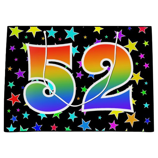 Kleurrijke sterren + Rainboogpatroon "52" Event # Groot Cadeauzakje (Voorkant)