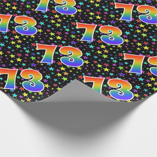 Kleurrijke sterren + Rainboogpatroon "73" Event # Cadeaupapier (Hoek)