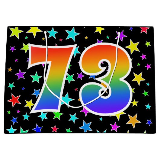 Kleurrijke sterren + Rainboogpatroon "73" Event # Groot Cadeauzakje (Voorkant)
