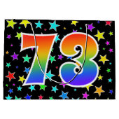 Kleurrijke sterren + Rainboogpatroon "73" Event # Groot Cadeauzakje (Achterkant)