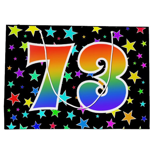 Kleurrijke sterren + Rainboogpatroon "73" Event # Groot Cadeauzakje (Achterkant)