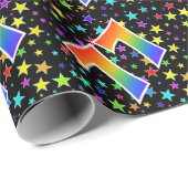 Kleurrijke sterren + Rainboogpatroon "77" Event # Cadeaupapier (Rol Hoek)