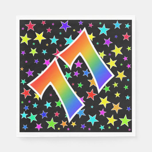 Kleurrijke sterren + Rainboogpatroon "77" Event # Servet (Voorkant)