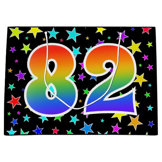 Kleurrijke sterren + Rainboogpatroon "82" Event # Groot Cadeauzakje (Voorkant)