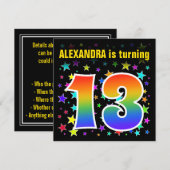 Kleurrijke Sterren + Regenboog Patroon "13" Verjaa Kaart (Voorkant / Achterkant)