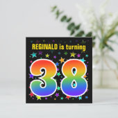 Kleurrijke Sterren + Regenboog Patroon "38" Verjaa Kaart