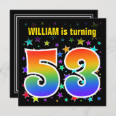Kleurrijke Sterren + Regenboog Patroon "53" Verjaa Kaart (Voorkant / Achterkant)
