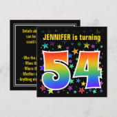 Kleurrijke Sterren + Regenboog Patroon "54" Verjaa Kaart (Voorkant / Achterkant)