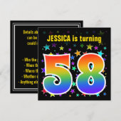 Kleurrijke Sterren + Regenboog Patroon "58" Verjaa Kaart (Voorkant / Achterkant)