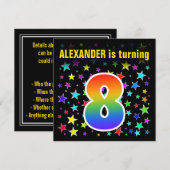 Kleurrijke Sterren + Regenboog Patroon "8" Verjaar Kaart (Voorkant / Achterkant)