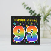 Kleurrijke Sterren + Regenboog Patroon "93" Verjaa Kaart (Staand voorkant)