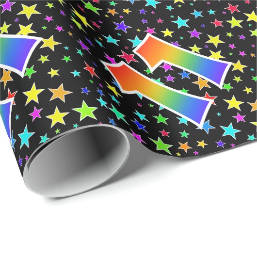 Kleurrijke sterren + regenboogpatroon "11" Event # Cadeaupapier (Rol Hoek)