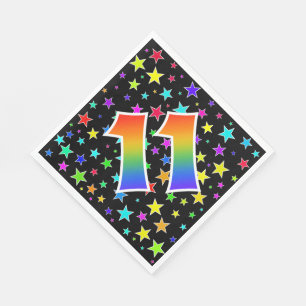 Kleurrijke sterren + regenboogpatroon "11" Event # Servet