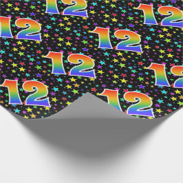 Kleurrijke sterren + regenboogpatroon "12" Event # Cadeaupapier
