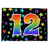 Kleurrijke sterren + regenboogpatroon "12" Event # Groot Cadeauzakje (Achterkant)