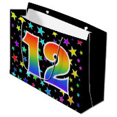 Kleurrijke sterren + regenboogpatroon "12" Event # Groot Cadeauzakje (Voorkant Gekanteld)