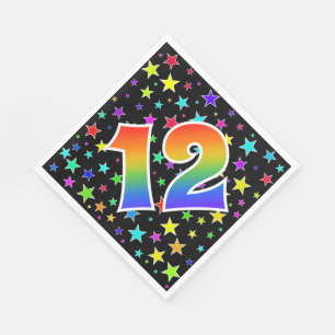 Kleurrijke sterren + regenboogpatroon "12" Event # Servet