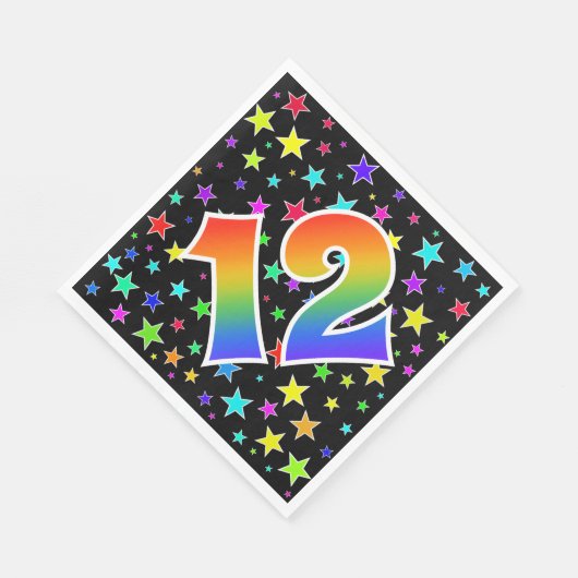 Kleurrijke sterren + regenboogpatroon "12" Event # Servet (Hoek)