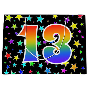 Kleurrijke sterren + regenboogpatroon "13" Event # Groot Cadeauzakje