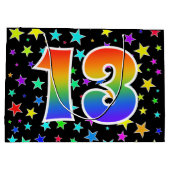 Kleurrijke sterren + regenboogpatroon "13" Event # Groot Cadeauzakje (Achterkant)
