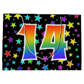 Kleurrijke sterren + regenboogpatroon "14" Event # Groot Cadeauzakje (Achterkant)