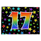 Kleurrijke sterren + regenboogpatroon "17" Event # Groot Cadeauzakje (Achterkant)