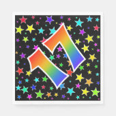 Kleurrijke sterren + regenboogpatroon "17" Event # Servet (Voorkant)