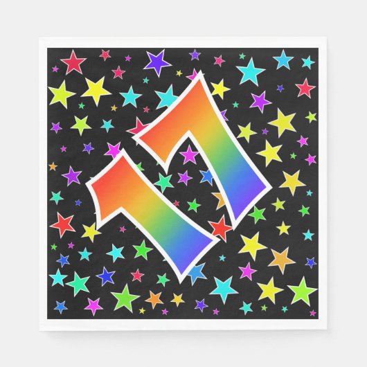 Kleurrijke sterren + regenboogpatroon "17" Event # Servet (Voorkant)