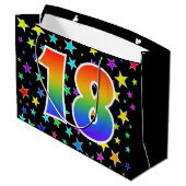 Kleurrijke sterren + regenboogpatroon "18" Event # Groot Cadeauzakje (Achterkant Gekanteld)