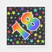 Kleurrijke sterren + regenboogpatroon "18" Event # Servet (Voorkant)