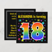 Kleurrijke Sterren + Regenboogpatroon "18" Verjaar Kaart (Voorkant / Achterkant)