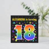 Kleurrijke Sterren + Regenboogpatroon "18" Verjaar Kaart (Staand voorkant)