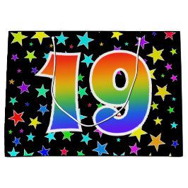 Kleurrijke sterren + regenboogpatroon "19" Event # Groot Cadeauzakje